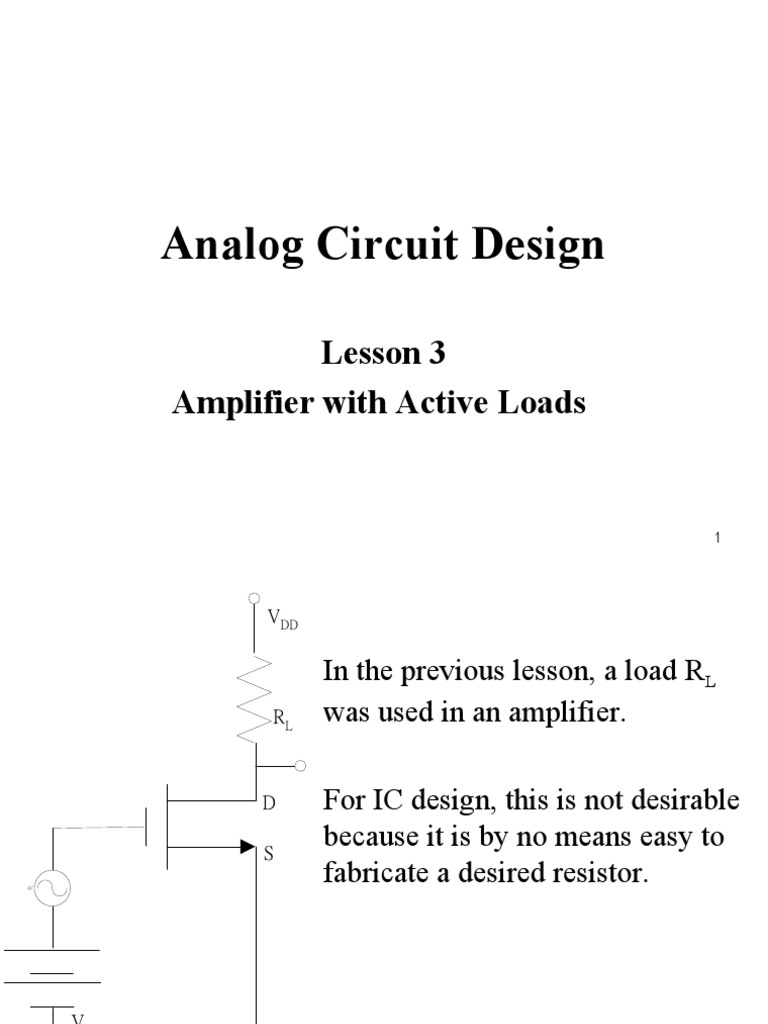 Lesson 3 MOSFET AMP With Active Load PDF Electrical Equipment