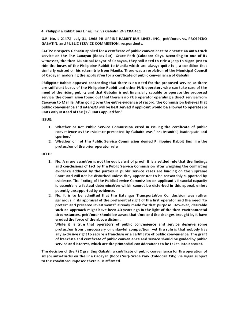 Philippine Rabbit Bus Lines Case Summary | PDF | Justice | Crime & Violence