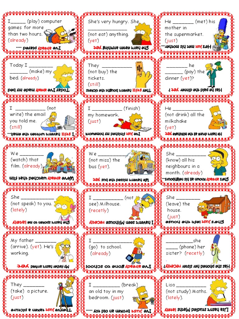 Present Perfect Cards Game | PDF