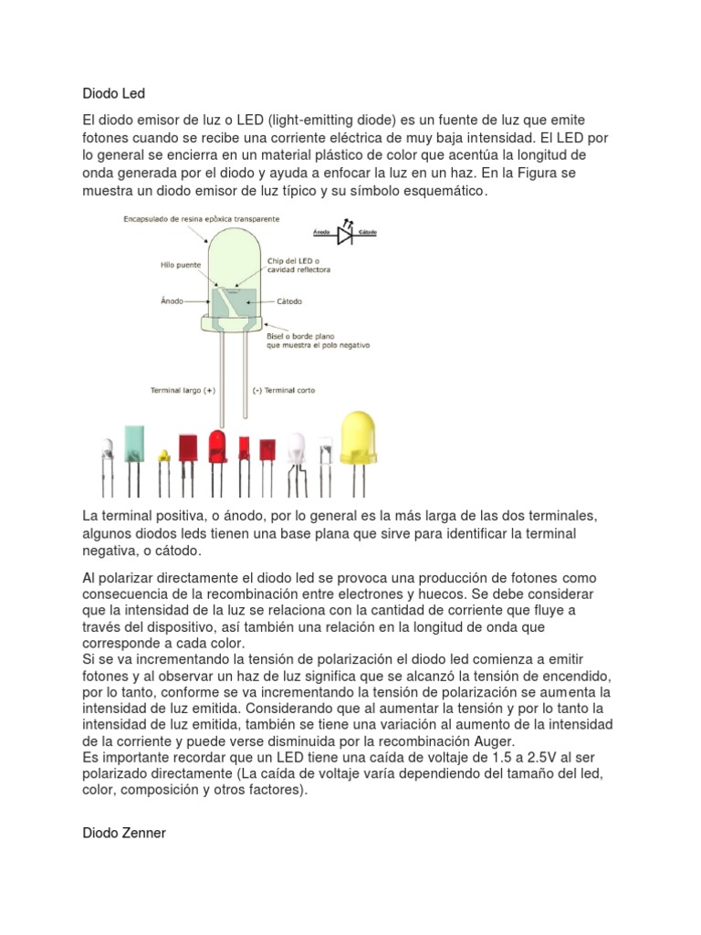 Símbolos y Funcionamiento de Diodos LED | PDF | Diodo emisor de luz | Diodo