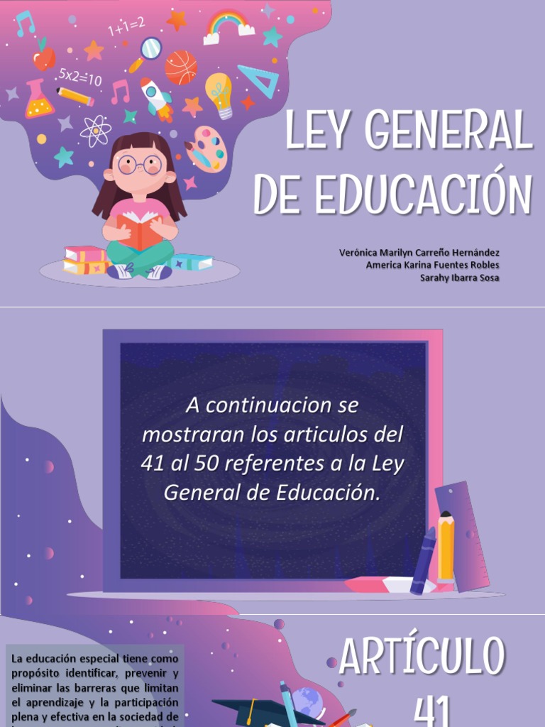 Ley General de Educación | PDF | Aprendizaje | Educación de la primera ...