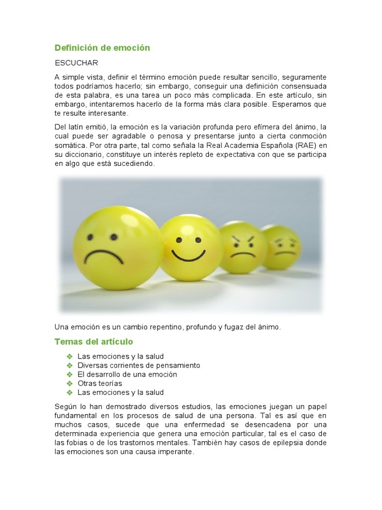 Definición de Emoción | PDF | Las emociones | Procesos mentales