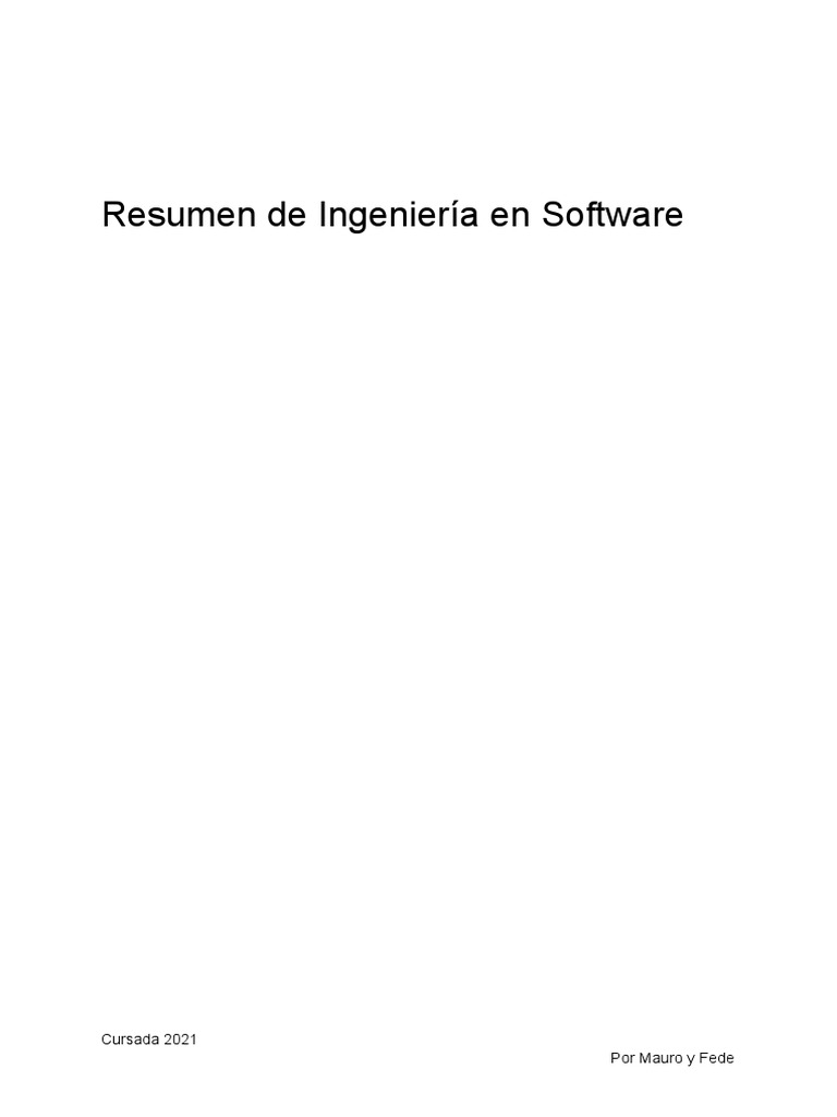 Ingenieria de Software Resumen PDF Scrum (desarrollo de software) Calidad