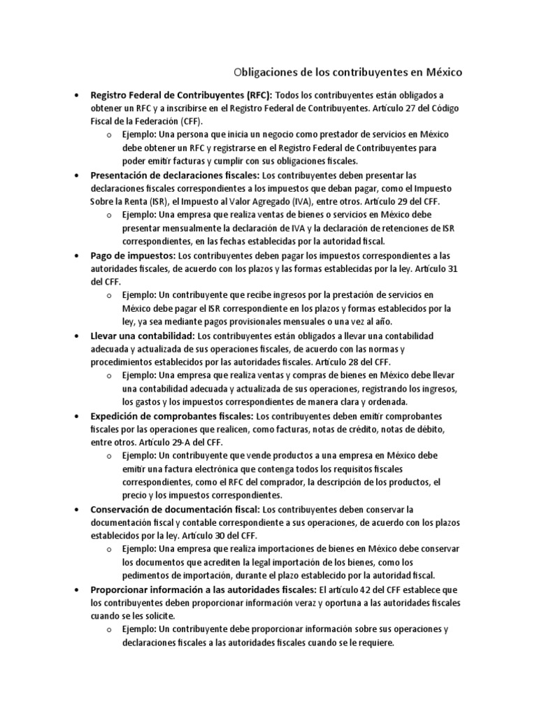 Obligaciones Fiscales en México | PDF | Impuesto sobre la renta | Impuestos