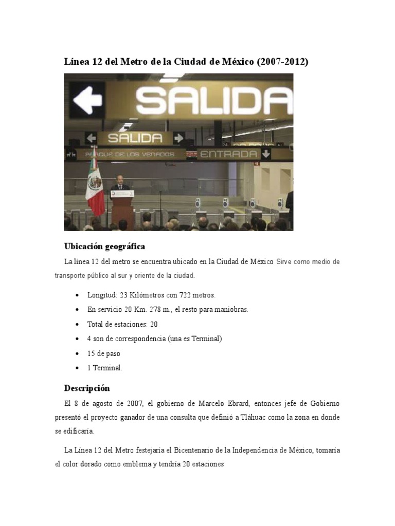 Línea 12 del Metro CDMX: Historia y Impacto | PDF