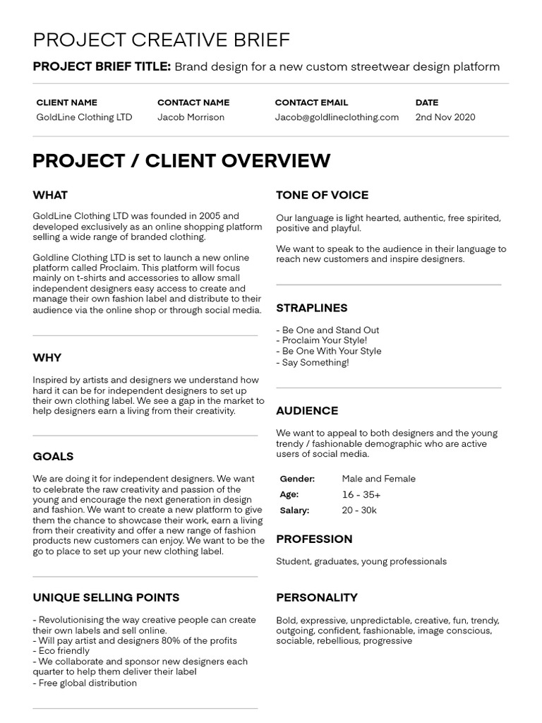 Goldline Clothing PDF Brand Fashion