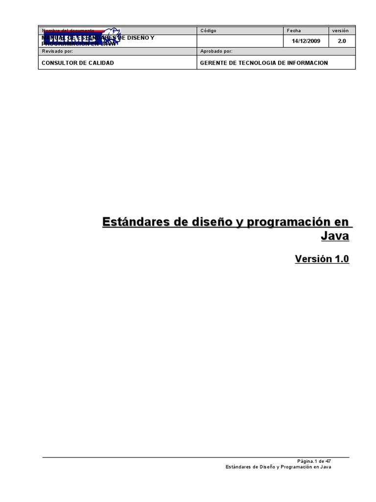 Manual de Estándares Java 2.0 | PDF | Java (lenguaje de programación ...