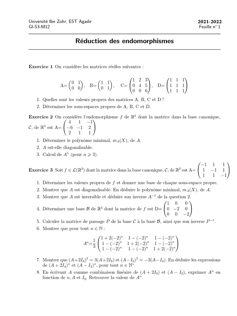 Valeurs propres et diagonalisabilité des matrices PDF Valeur propre — free download