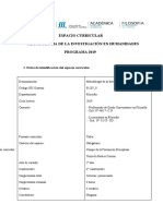 Programa de Metodología de La Investigación en Humanidades