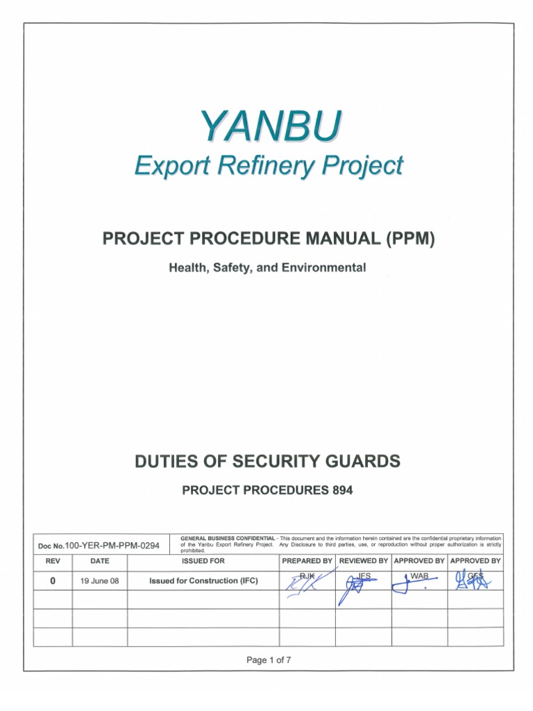 Security guard training manual. Security guard sop template.