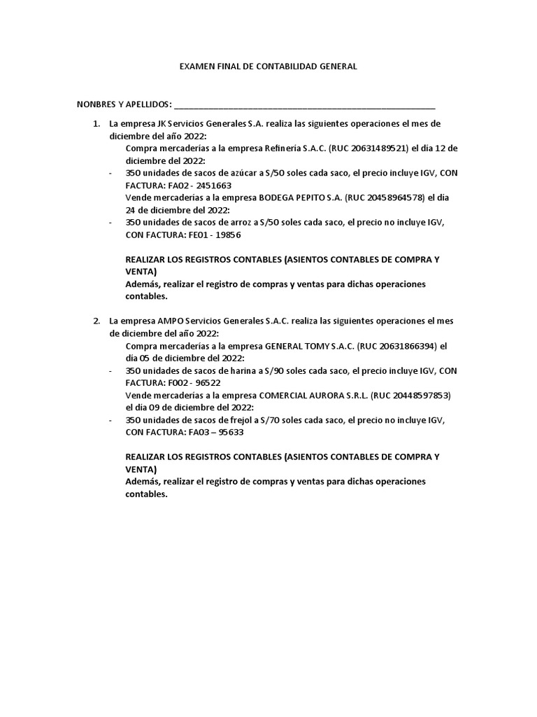 Asientos Contables de Compras y Ventas | PDF
