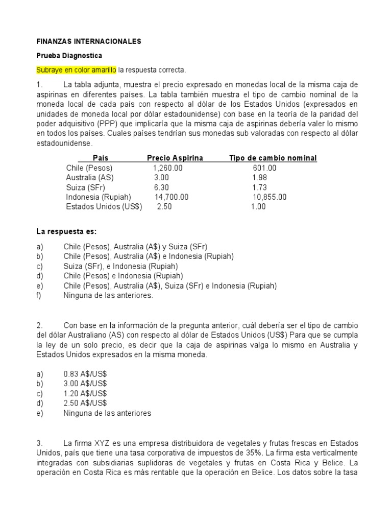 Análisis de Finanzas Internacionales y Tipos de Cambio | PDF | Tipo de ...