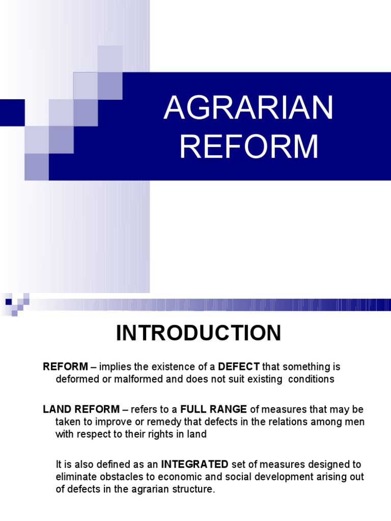 Agrarian Reform Introduction Agriculture Cooperative