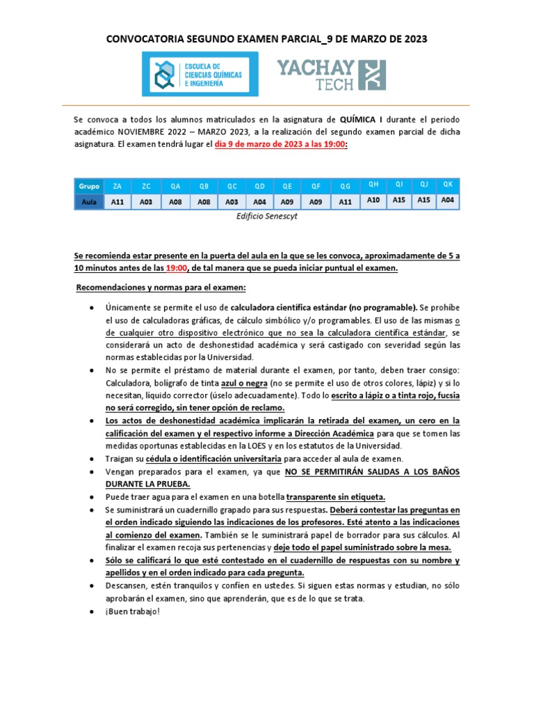 Convocatoria Examen 2 Pdf