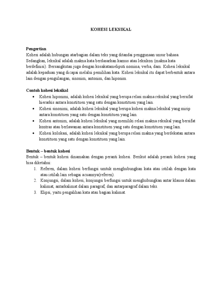 Kohesi leksikal dan gramatikal pdf