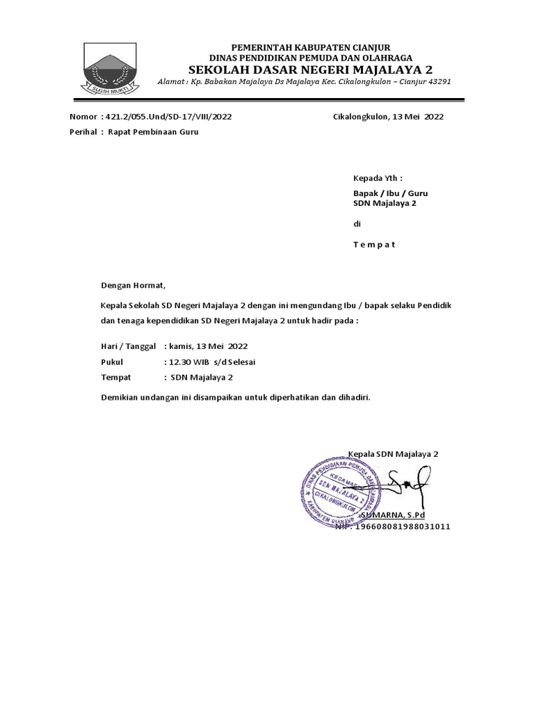 SURAT UNDANGAN RAPAT GURU_Pengembangan profesi guru | PDF