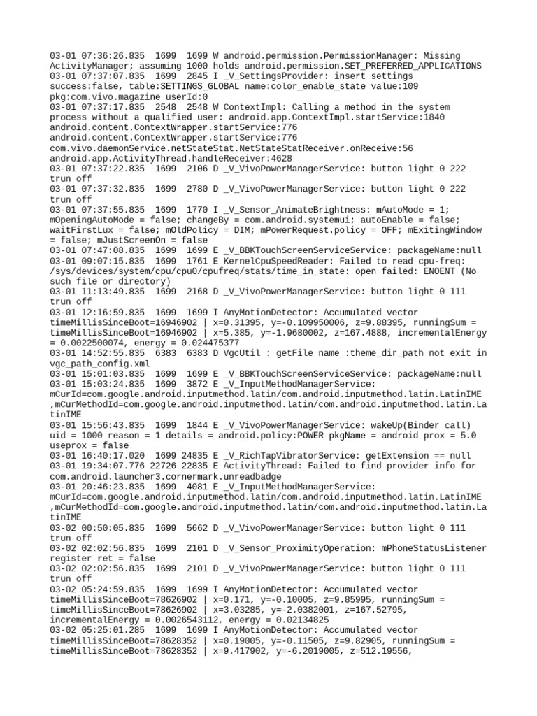 Android System Log Errors and Warnings | PDF | Computer File | Mobile App