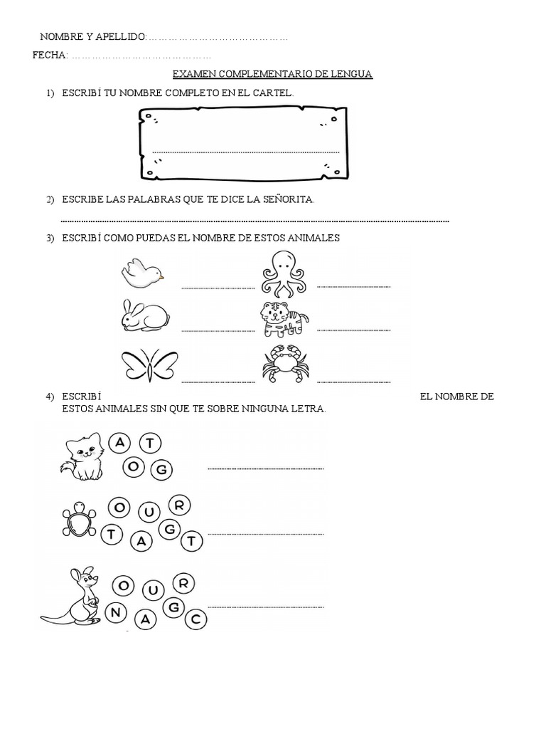 Examen de Lengua para Tercer Grado | PDF | Artes del Lenguaje y ...