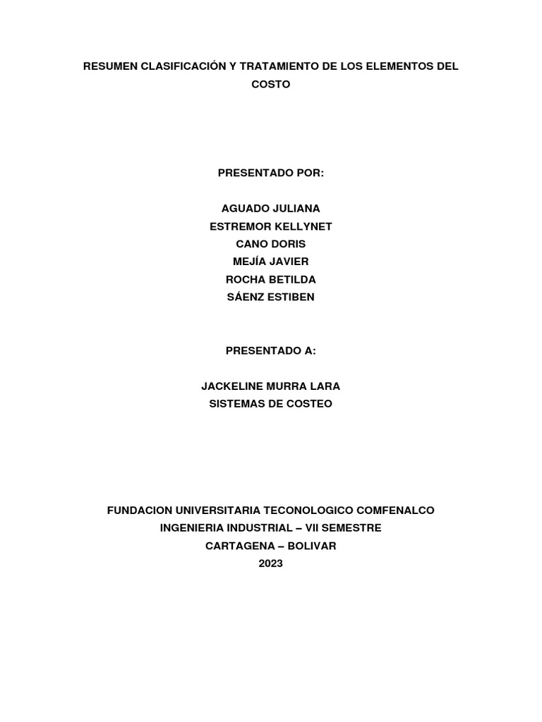 Clasificación de Elementos del Costo | PDF | Costo | Salario