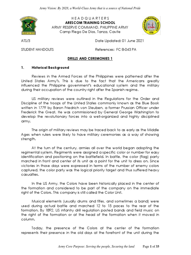 Drills and Ceremonies PDF Battalion Company (Military Unit)