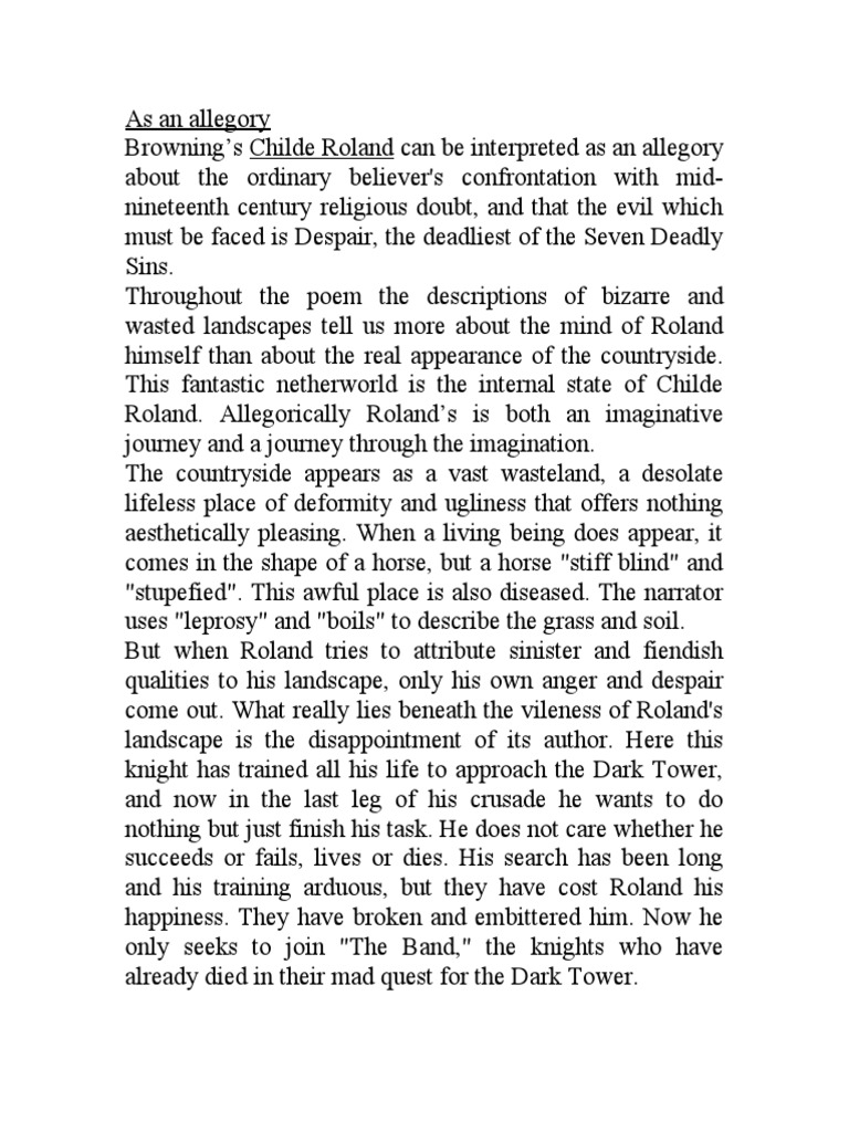 Child Roland Allegory | PDF