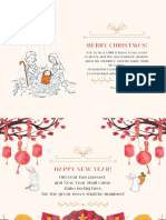 Red and Beige Cute Illustration Cat Happy Holidays Christmas Card