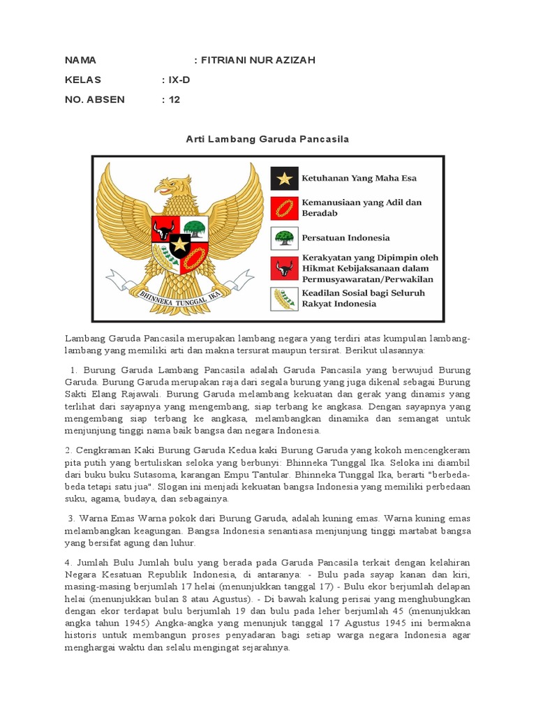 Arti dan Makna Lambang Garuda Pancasila | PDF