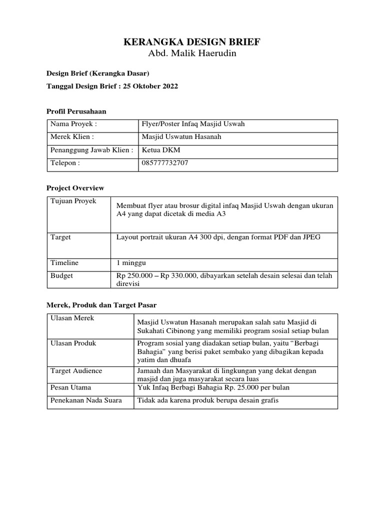 Flyer Infaq Masjid Uswah A4 | PDF