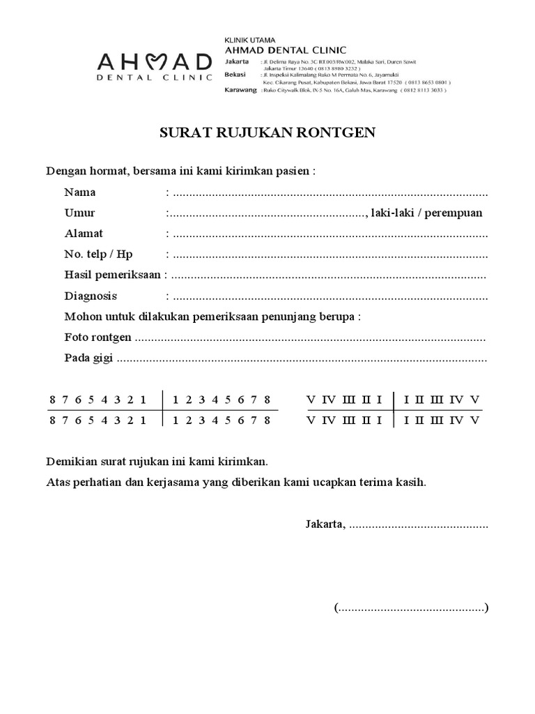 Surat Rujukan Rontgen Gigi | PDF | Griya & Taman | Teknologi & Rekayasa