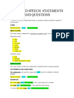 Reported Speech Statements and Questions