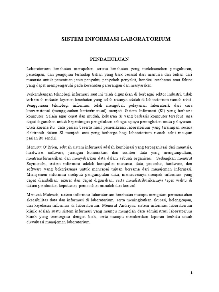 Definisi dan Manfaat Sistem Informasi Lab | PDF