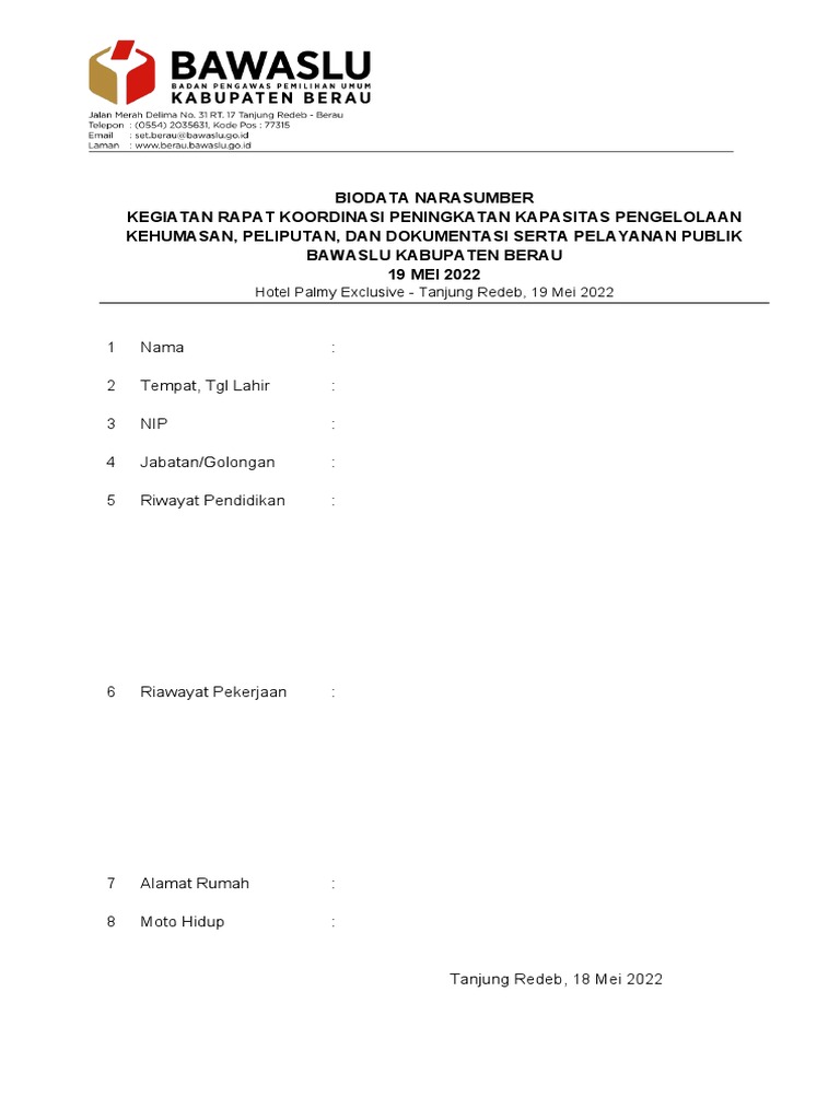 BIODATA NARASUMBER | PDF