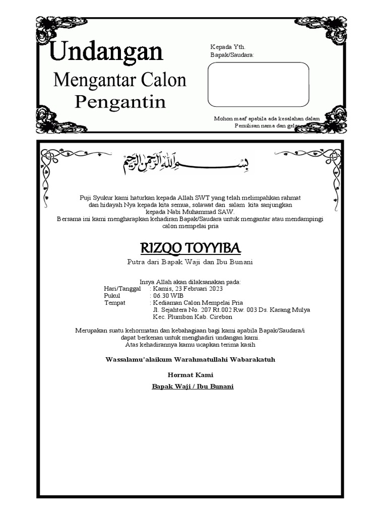 UNDANGAN Nganter Kawin | PDF