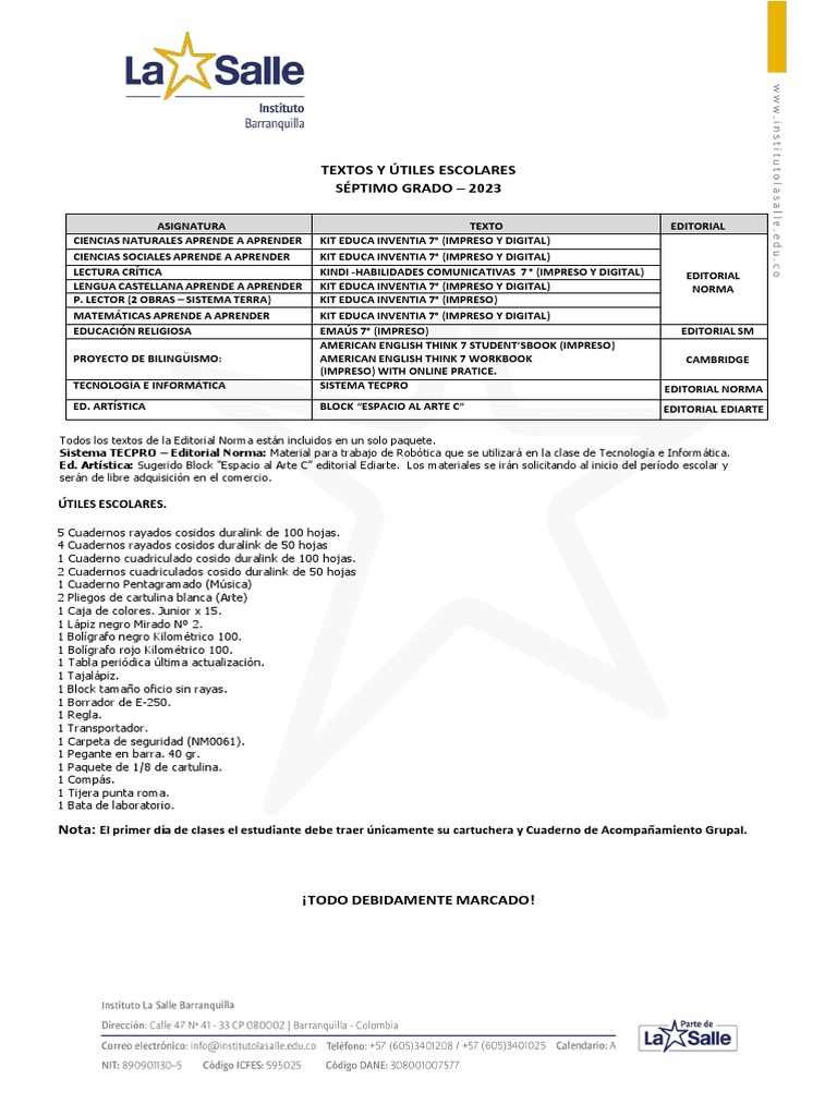 Séptimo Grado Pdf Cuaderno