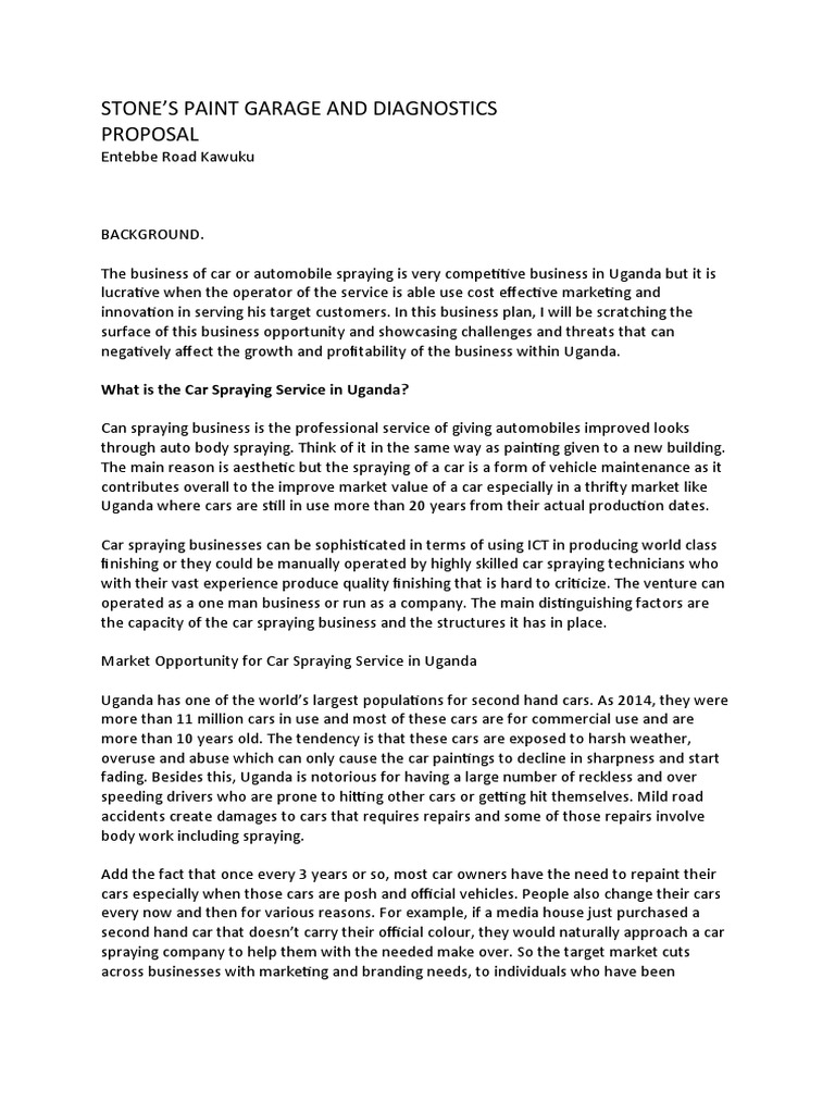 Business Plan Car Spray Pdf Car Used Car