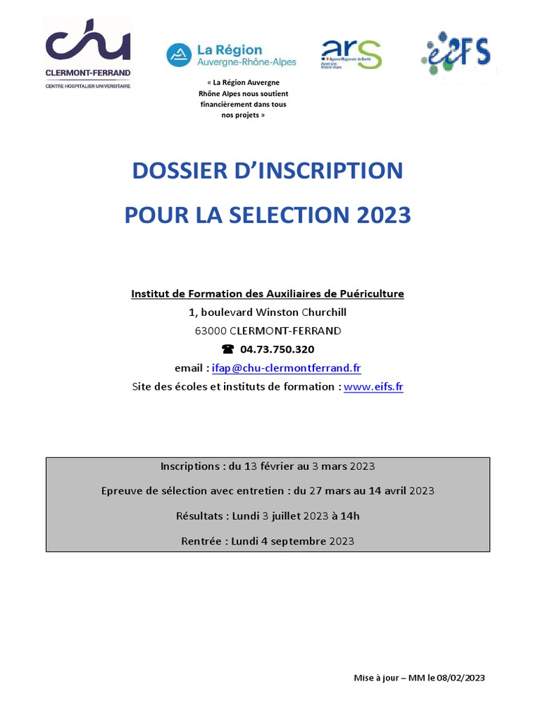 Inscription Concours IADE Clermont 2023 | PDF