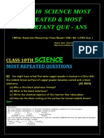 Final CL 10 Science Most Repeated Previous Year Questions