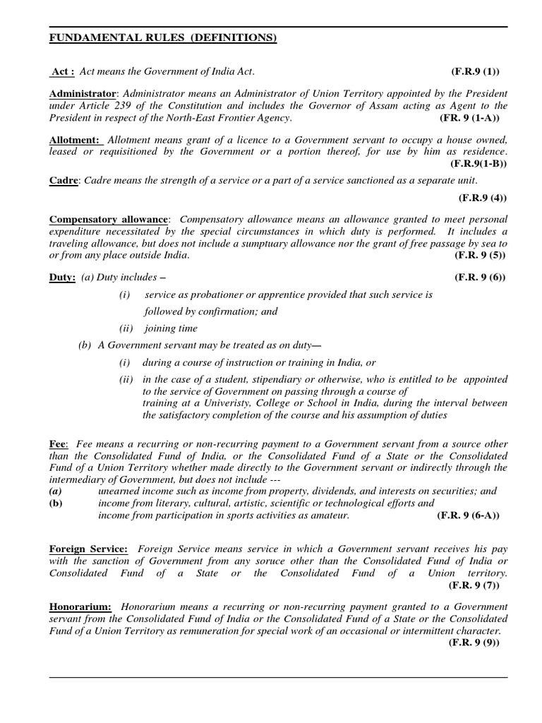 Definitions of Fundamental Rules | PDF | Pension | Private Law
