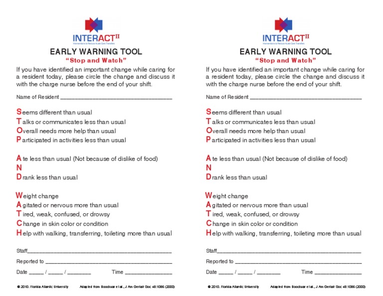 Early Warning Tool Stop and Watch PDF