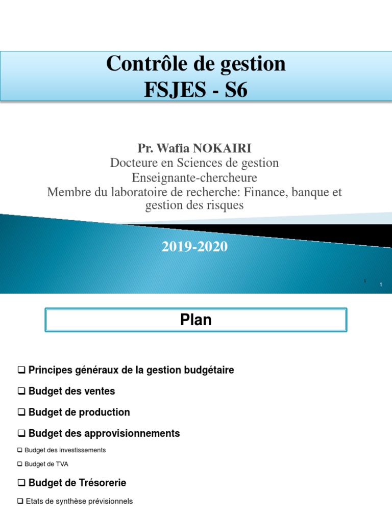 Quel Schéma De Décomposition Des Ventes Choisir En Prévisions Contrôle de Gestion Fsjes s6 Pr. Nokairi | PDF | Budget | Business