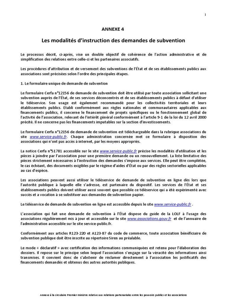 Modalités d'instruction des subventions | PDF | Subvention | Loi