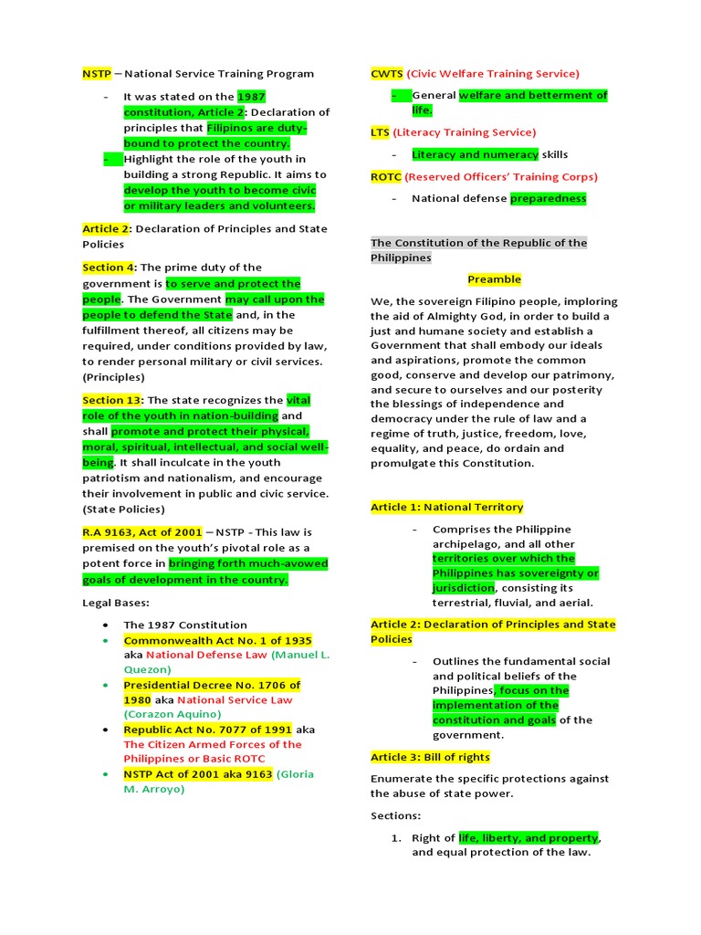 NSTP Notes | PDF | Philippines | Justice