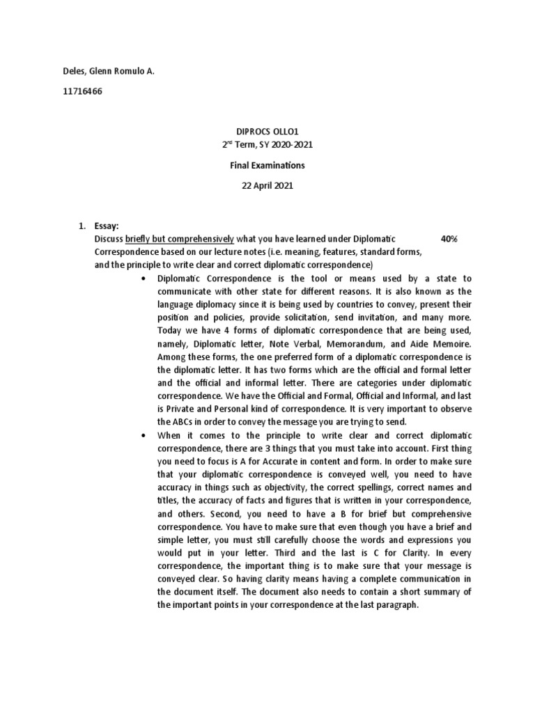 Diplomatic Correspondence and Etiquette Guide | PDF | Etiquette