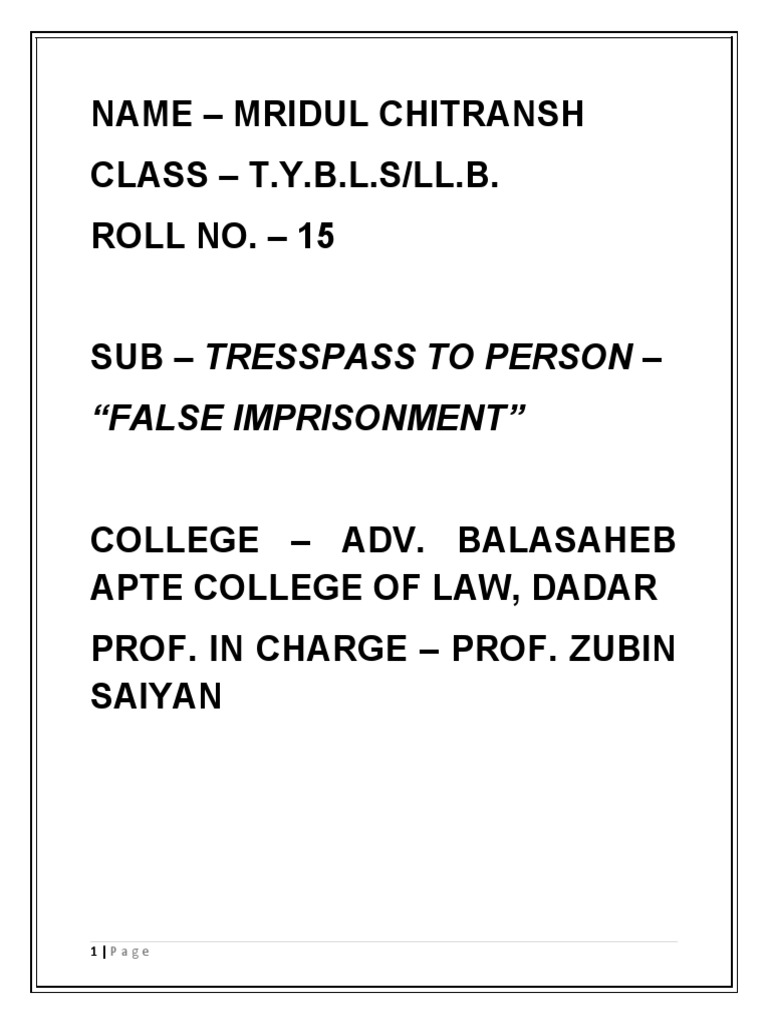 False Imprisonment: Key Cases Explained | PDF | Criminal Law | Ethical ...