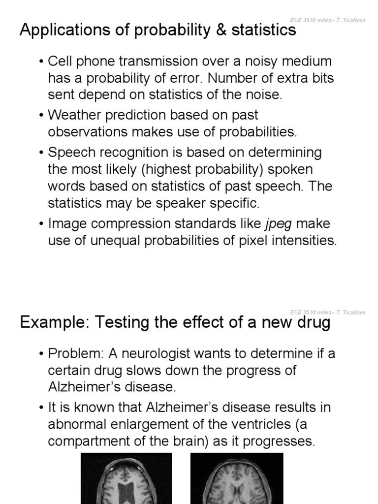 Ece 3530 notes on applications of probability and statistics in