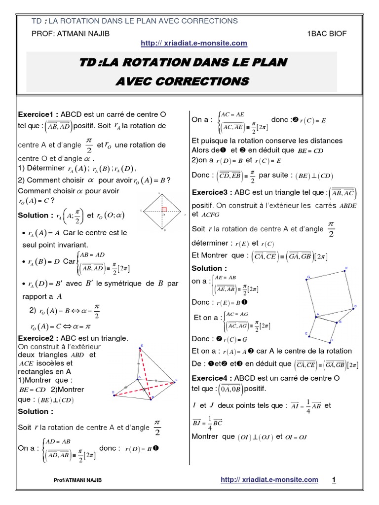 Rotation dans le plan : corrections | PDF | Triangle | Géométrie ...