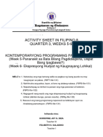 Activity Sheet in Filipino 8 Quarter 3, Weeks 5-6