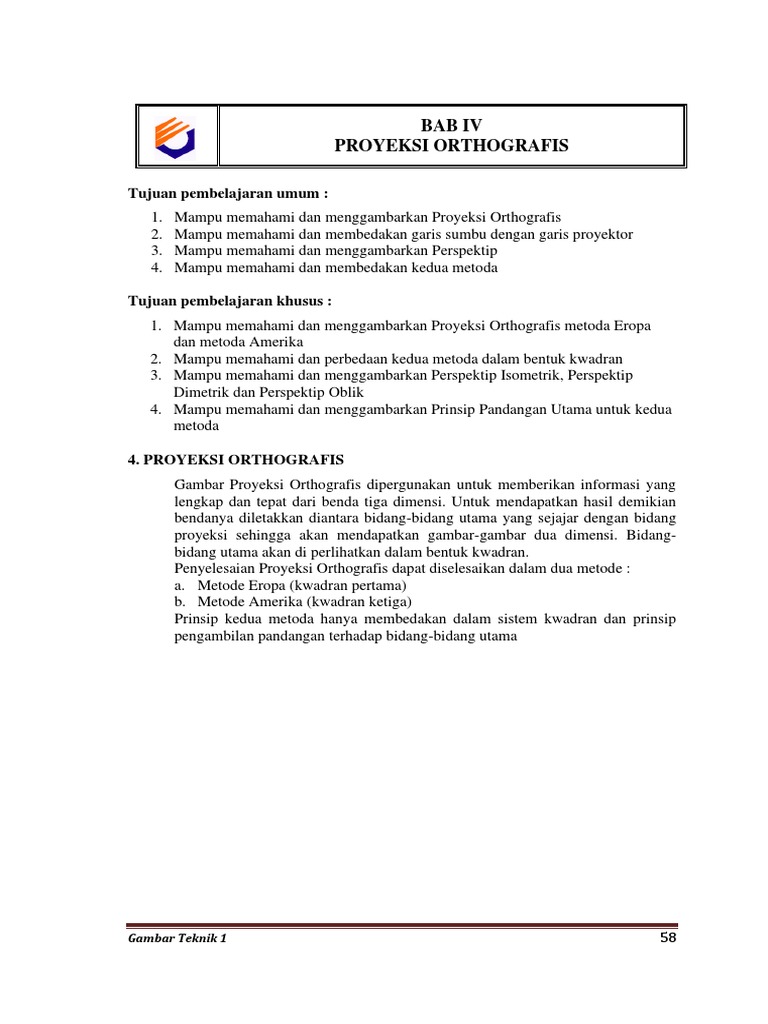Proyeksi Orthografis dan Perspektif Teknik | PDF | Metode & Bahan Ajar