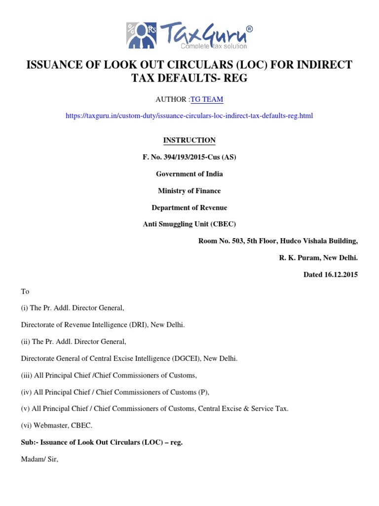Look Out Circulars for Tax Defaults | PDF | Governance | Criminal Justice