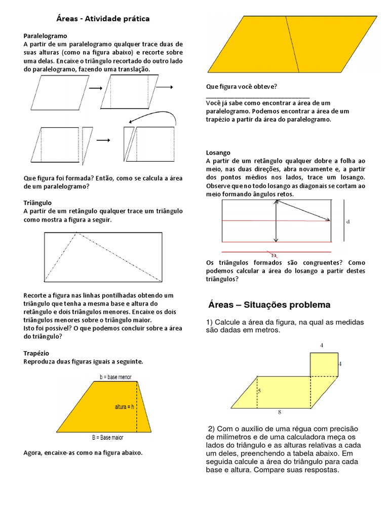 Cálculo de Áreas de Figuras Planas | PDF | Triângulo | Geometria Elementar